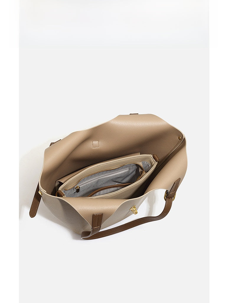 Genuine Leather Bucket Tote Bag